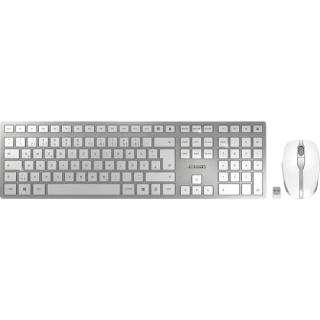 Cherry DW 9100 SLIM Rechargeable AZERTY Belge Argenté - Pack Clavier et Souris Sans Fil