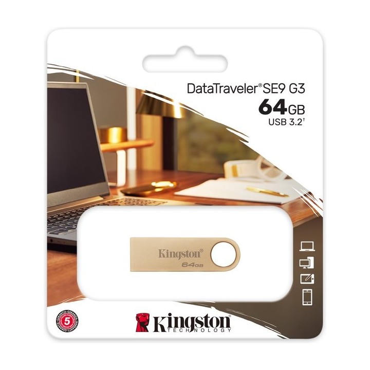 Clef USB DataTraveler SE9 G3 – Or – USB-A 3.2 Gen 1 - Kingston
