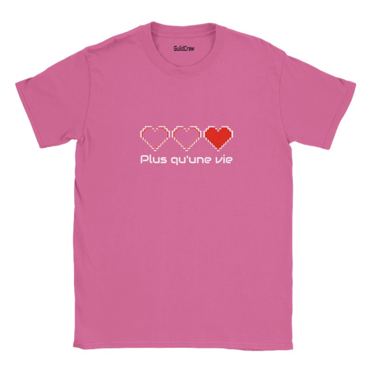 T-shirt Gaming et poétique coeur pixel - Plus qu'une vie
