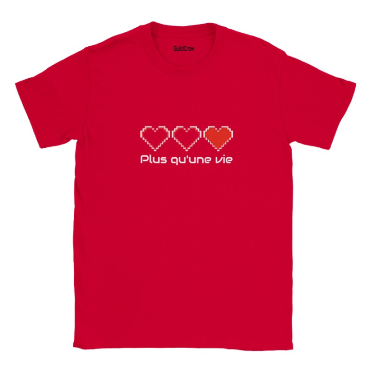 T-shirt Gaming et poétique coeur pixel - Plus qu'une vie
