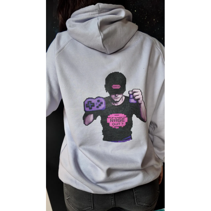 Pull Retro Gaming Arcade Rage Quit à capuche imprimé