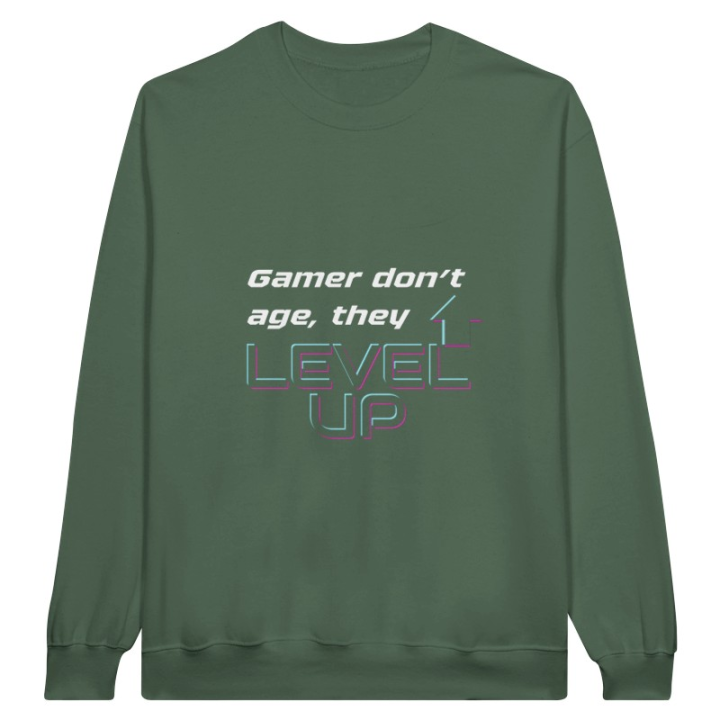 Pull gaming drôle, phrase humour jeu vidéo level up à manches longues