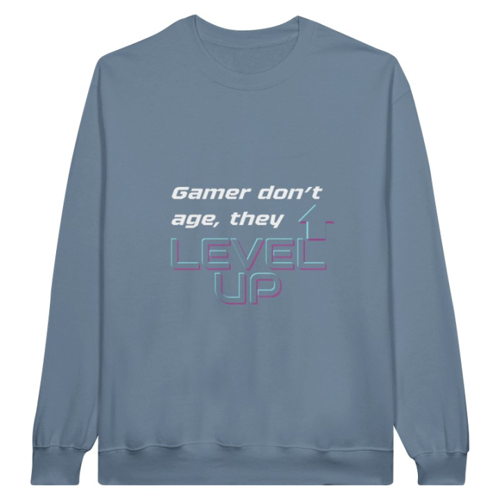 Pull gaming drôle, phrase humour jeu vidéo level up à manches longues