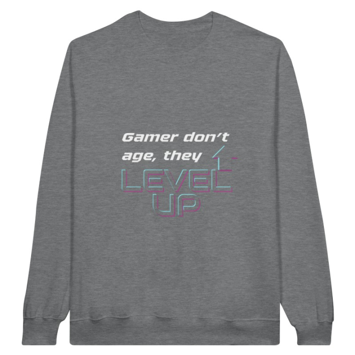 Pull gaming drôle, phrase humour jeu vidéo level up à manches longues