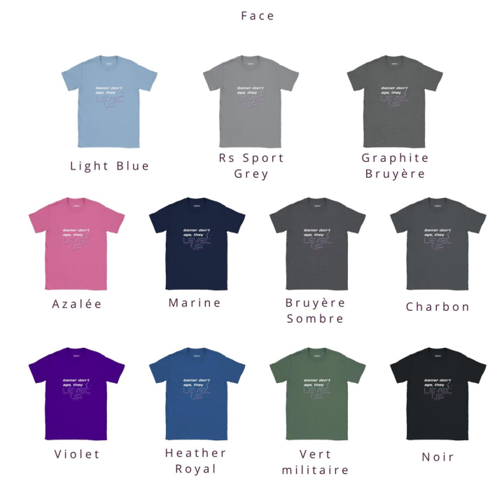 T-shirt gaming drôle imprimé Level UP face avant