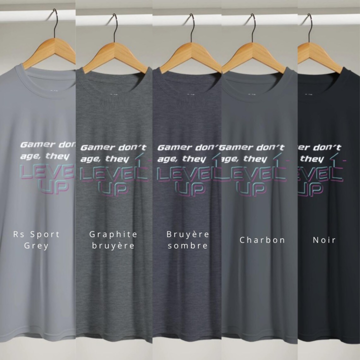 T-shirt gaming drôle imprimé Level UP face avant