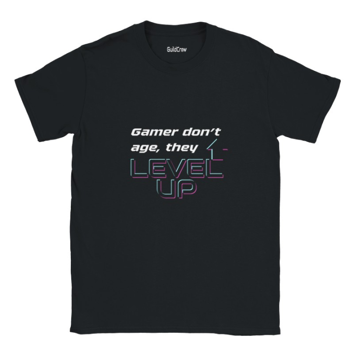 T-shirt gaming drôle imprimé Level UP face avant