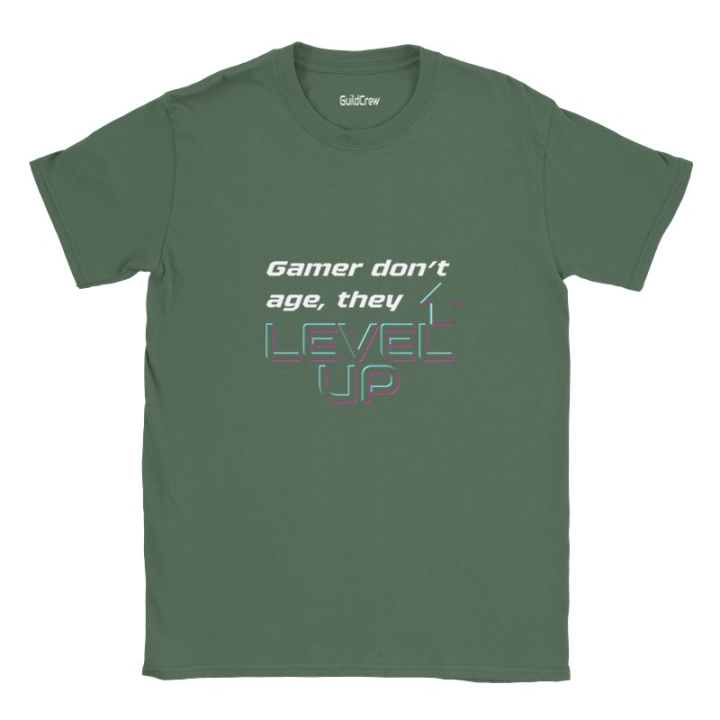 T-shirt gaming drôle imprimé Level UP face avant